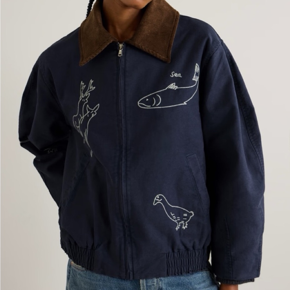 Sea New York Navy Bomber Jacket with Brown Collar
